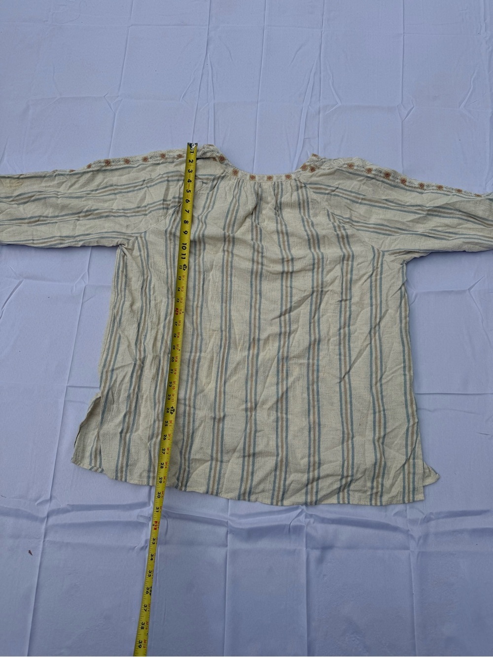 #44 Pure Jill Cream Embroidered Peasant Tunic with Blue Stripes size(2x) - Picture 6 of 8